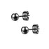 2 Pairs 316L Surgical-Steel Black & Silver Round Ball Men & Women Stud Earrings